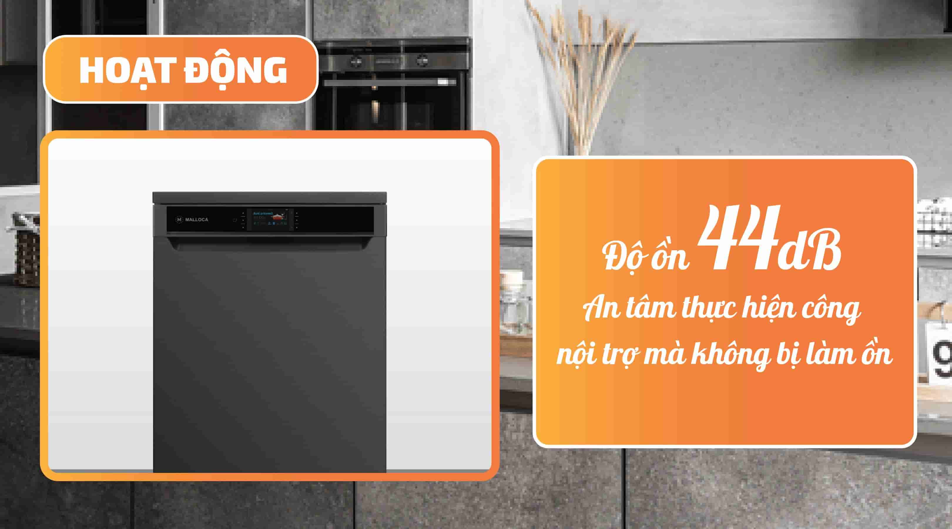 Máy rửa chén độc lập Malloca MDW14-BS10TFT - Chỉ số tiếng ồn thấp